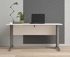 Pisalna miza+ kovinske noge , širina 150 cm x globina 80 cm  x višina 74,5 cm, Barva bela