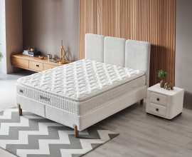 Boxspring postelja Bohem, Komplet z dvižnim dnom, predalom in vzmetnico 180x200 , Barva bež, OMEJENA KOLIČINA !!!