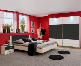 KOMPLET spalnica Palma, 160x200 z LETVENIM DNOM in VZMETNICO, Barva bela, grafitna, drsna, po naročilu