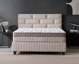 Boxspring postelja YORK Komplet z dvižnim dnom, predalom in vzmetnico 160x200 , Barva bež
