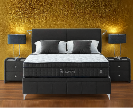 Boxspring postelja Albatros, Komplet z dvižnim dnom, predalom in vzmetnico 160x200 , Barva črna mikrotkanina, po naročilu