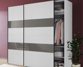 Omara Tona 2, 225 cm, Barva Bela, steklo sivo, po naročilu