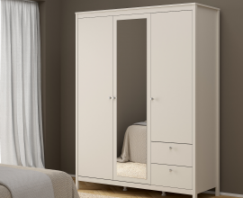 Omara Amalfi 3 Vrata 150 cm, Barva divji bela ogledalo, po naročilu