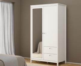 Omara Amalfi 2 Vrata 102,3 cm, Barva divji bela ogledalo, po naročilu