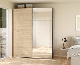 Omara Bergamo 2 vrata, 5 polic, 178,5 cm Barva hrast + ogledalo
