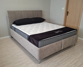 Boxspring postelja Cardif, Komplet z dnom in vzmetnico 160x200 , Barva rjavo / bež