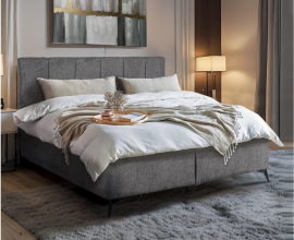 Boxspring postelja Cardif, Komplet z dnom in vzmetnico 160x200 , Barva siva