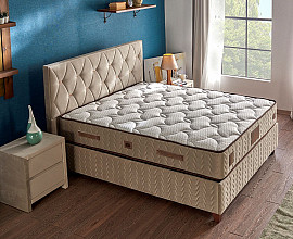 BOXSPRING KOMPLET: Postelja Cashmere 160x200 z dvižnim dnom, predalom in vzmetnico, Barva bež