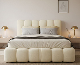 Boxspring postelja Pouf , Komplet z dnom in vzmetnico 160x200, Barva bež, po naročilu