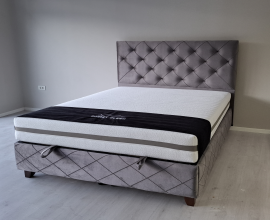 Posteljni okvir Dali 180x200 z dvižnim dnom in predalom, Barva siva