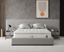 Boxspring KOMPLET Z VZMETNICO in NOČNIMA OMARICAMA Postelja Elizabet 180X200 cm Barva siva, po naročilu