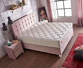 Boxspring postelja Emily, Komplet z dvižnim dnom, predalom in vzmetnico 120x200 , Barva roza