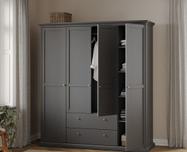 Omara Florence, 4 Vrata 2 predala 181 cm, Barva siva, po naročilu