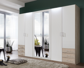 Omara Gen 6 vrat, 270 cm Barva Bela, hrast, ogledalo, po naročilu