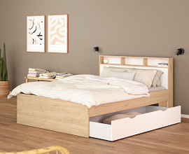 Posteljni okvir Ikka 140x200 + 2x podposteljni predal, Barva divji hrast, bela, po naročilu