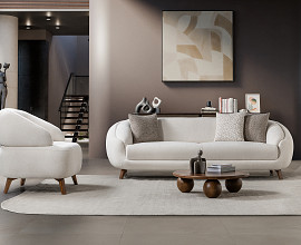 Sedežna garnitura 3+2 Jesse, Barva Bež / VZMETENO, po naročilu