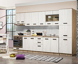 Kuhinjski blok Kensington 320 cm, Barva sivi hrast. beli hrast