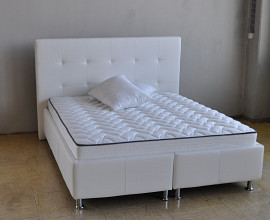 KOMPLET Z VZMETNICO: Postelja z dnom in vzmetnico LORIO 160x200 cm, Barva Bela, vzorčna
