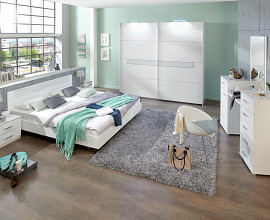 KOMPLET spalnica Madrid 180x200 z LETVENIM DNOM in VZMETNICO, Barva bela drsna