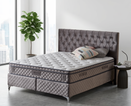 Posteljni okvir Magnifique Deluxe 160x200 z dvižnim dnom in predalom, Barva siva mikrotkanina, po naročilu