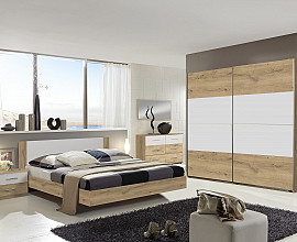 KOMPLET spalnica Malaga 180x200 z LETVENIM DNOM in VZMETNICO, Barva divji hrast bela, drsna, po naročilu