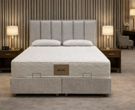 Boxspring postelja Mani, Komplet z dvižnim dnom, predalom in vzmetnico 160x200 , Barva siva, po naročilu OMEJENA KOLIČINA !!!