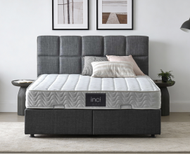 Boxspring postelja Marseille Komplet z dvižnim dnom, predalom in vzmetnico 160x200 , Barva siva, po naročilu