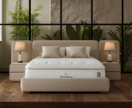 Boxspring KOMPLET Z VZMETNICO in NOČNIMA OMARICAMA Postelja Kingmaster 180X200 cm Barva siva, po naročilu