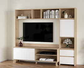 Tv element Next 01, Barva divji hrast, bela visoki sijaj, po naročilu