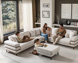 Sedežna garnitura Odesa Barva Bež, oreh leva ali desna postavitev/ VZMETENO, po naročilu