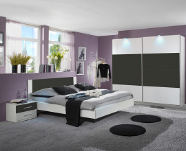 KOMPLET spalnica Palma, 160x200 z LETVENIM DNOM in VZMETNICO, Barva bela, grafitna, drsna