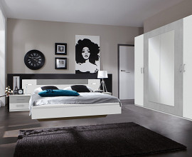 Komplet spalnica Porto 180x200, Barva bela, siva klasik