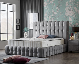 Posteljni okvir Pouf 180x200 z dvižnim dnom in predalom, Barva Siva, po naročil