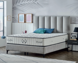 Boxspring postelja Prada, Komplet z dvižnim dnom, predalom in vzmetnico 200x200 , Barva siva, po naročilu