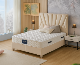 Boxspring postelja Queen, Komplet z dvižnim dnom, predalom in vzmetnico 160x200 , Barva bež, po naročilu