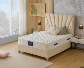 Boxspring postelja Queen, Komplet z dvižnim dnom, predalom in vzmetnico 140x200 , Barva bež, po naročilu