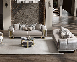 Sedežna garnitura 3+2 Romeo, Barva Bež, zlata / VZMETENO, po naročilu