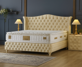 Posteljni okvir Royal 200x200 z dvižnim dnom in predalom, Barva bež, po naročilu