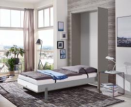 KOMPLET: Stenska postelja Smart 01, 90x200 z letvenim dnom in vzmetnico, Barva sahara, po naročilu