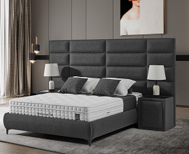 Boxspring KOMPLET Z VZMETNICO in NOČNIMA OMARICAMA Postelja Strongline 200X200 cm Barva siva. po naročilu