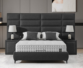 Boxspring KOMPLET Z VZMETNICO in NOČNIMA OMARICAMA Postelja Strongline 180X200 cm Barva siva. po naročilu