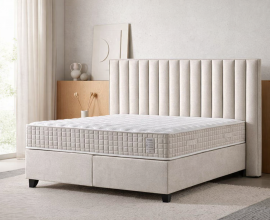 Boxspring postelja Style Komplet z dvižnim dnom, predalom in vzmetnico 180x200 , Barva bež