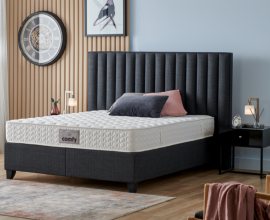 Boxspring postelja Style Komplet z dvižnim dnom, predalom in vzmetnico 140x200 , Barva siva, po naročilu