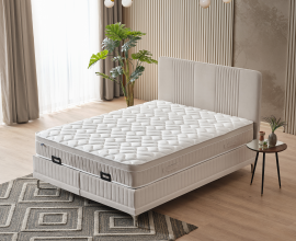 Boxspring postelja Victoria, Komplet z dvižnim dnom, predalom in vzmetnico 120x200 , Barva bež, po naročilu