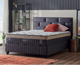 Boxspring postelja YORK Komplet z dvižnim dnom, predalom in vzmetnico 140x200 , Barva grafitna