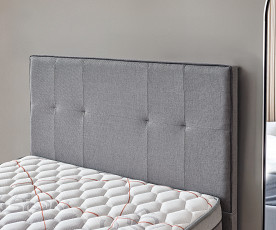 Boxspring postelja 4Sesons, Komplet z dvižnim dnom, predalom in vzmetnico 120x200 , Barva siva tkanina