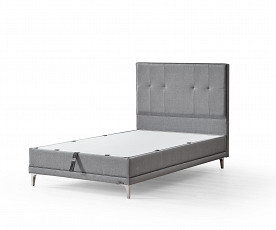 Boxspring postelja 4Sesons, Komplet z dvižnim dnom, predalom in vzmetnico 120x200 , Barva siva tkanina