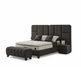 Boxspring KOMPLET Z VZMETNICO in NOČNIMA OMARICAMA Postelja Dublin 200X200 cm Barva rjava. po naročilu