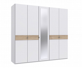 Omara Budapest 5 vrat 225 cm, Barva bela, divji hrast, po naročilu