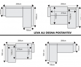 Sedežna garnitura Lori Barva Siva, leva ali desna postavitev